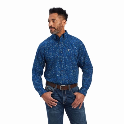 Blue Ariat Benji Classic Fit Men's Shirts | ZJTA56084