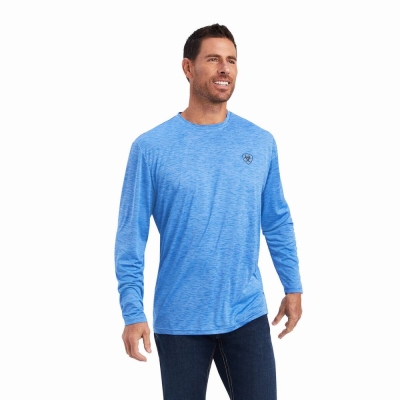 Blue Ariat Charger Land of the Free Men's Polo Shirts | JYBR03841