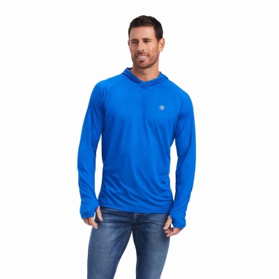 Blue Ariat Cornell Men's Polo Shirts | RVDK56290