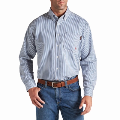 Blue Ariat FR Basic Men's Shirts | MZFC23801