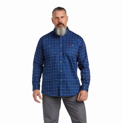 Blue Ariat FR Vented Men's Shirts | PELN42870