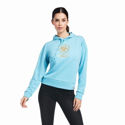 Blue Ariat Just Women's Hoodies | TMYI13420