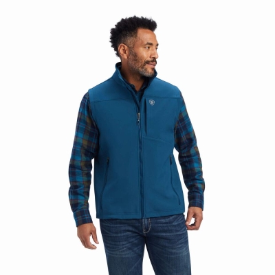 Blue Ariat Logo 2.0 Softshell Men's Jackets | ULTW14876