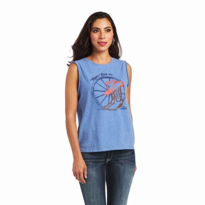 Blue Ariat Mama Women's Tops | LDBY18397