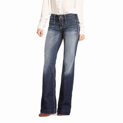 Blue Ariat Mid Rise Stretch Entwined Women's Skinny Jeans | PMEK23560