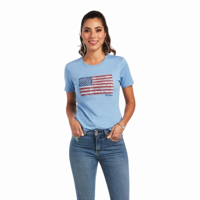 Blue Ariat Paisley Flag Women's Tops | BZQO64792