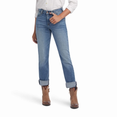 Blue Ariat Premium High Rise Stretch Women's Straight-Fit Jeans | MGHI54710