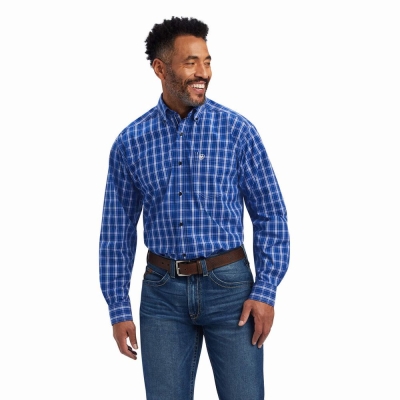 Blue Ariat Pro Series Boone Classic Fit Men's Shirts | VSDL17298