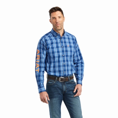 Blue Ariat Pro Series Team Marcos Classic Fit Men's Shirts | FMIN25306