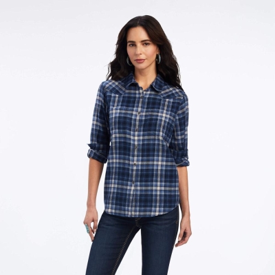 Blue Ariat REAL Billie Women's Tops | DYKU86409