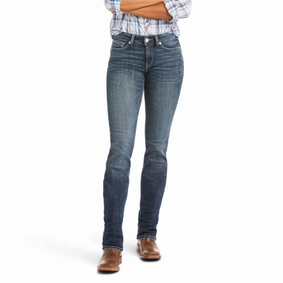 Blue Ariat R.E.A.L. High Rise Destiny Women's Straight-Fit Jeans | HXSO29157