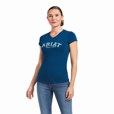 Blue Ariat Since 1993 Women's Tops | QGBR70923