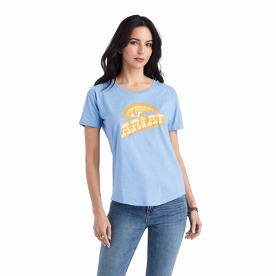 Blue Ariat Sunset Arc Women's Tops | AZSF49053