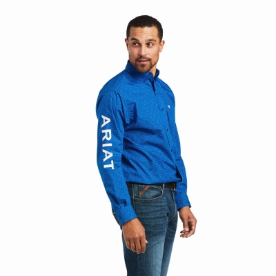 Blue Ariat Team Bushwick Classic Fit Men's Shirts | FTWZ03627