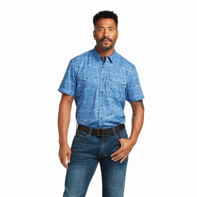 Blue Ariat VentTEK Fitted Men's Shirts | ZEON32071