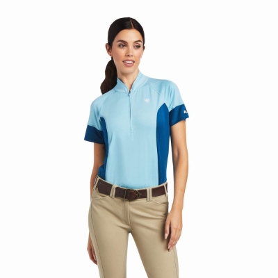 Blue Blue Ariat Cambria Jersey 1/4 Zip Women's Tops | FOYP48017