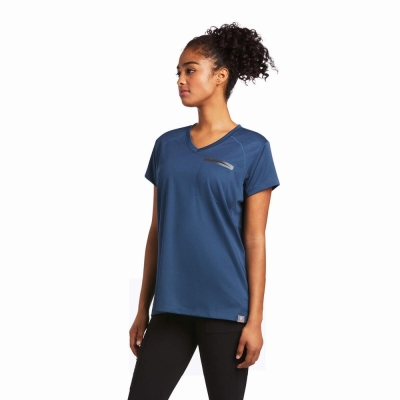 Blue Deep Green Ariat Rebar Polartec Elite All Season Women's Tops | MDQJ92473