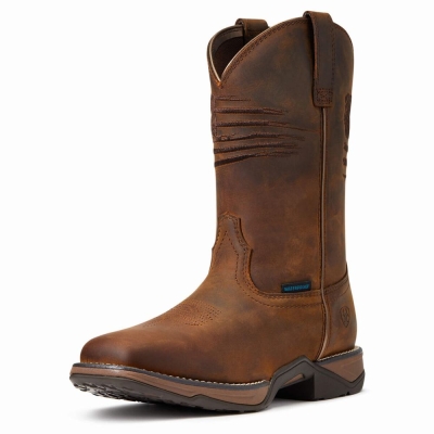 Brown Ariat Anthem Patriot Waterproof Women's Western Boots | JBIU31895