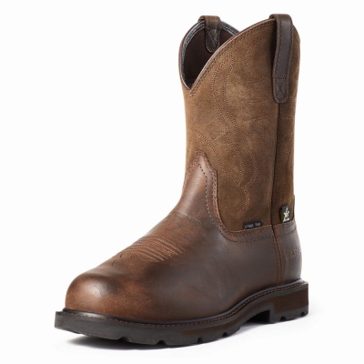 Brown Ariat Groundbreaker MetGuard Steel Toe Men's Work Boots | ZQLT35182