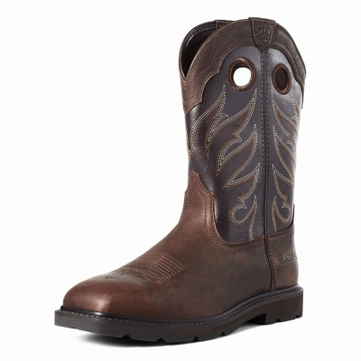 Brown Ariat Groundwork Men's Work Boots | HKRQ24801