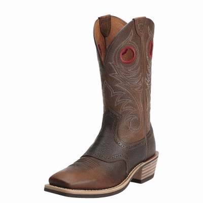 Brown Ariat Heritage Roughstock Wide Square Toe Men's Western Boots | HCMZ06918