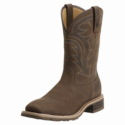 Brown Ariat Hybrid Rancher Waterproof Men's Waterproof Boots | RHAY76529