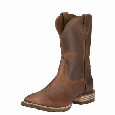 Brown Ariat Hybrid Street Side Men's Western Boots | IGBT01938