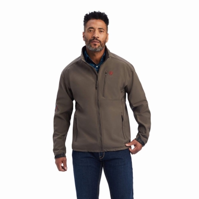 Brown Ariat Logo 2.0 Softshell Men's Jackets | KGED24871