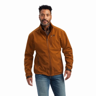 Brown Ariat Logo 2.0 Softshell Men's Jackets | ROEL13870