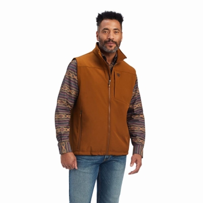 Brown Ariat Logo 2.0 Softshell Men's Jackets | UQVS02874