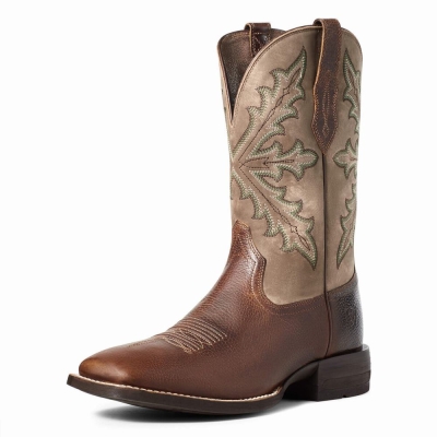 Brown Ariat Qualifier Men's Western Boots | SKEM80417