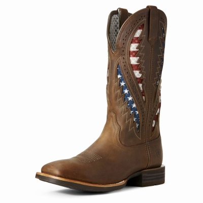 Brown Ariat Quickdraw VentTEK Men's Western Boots | KWDB62719