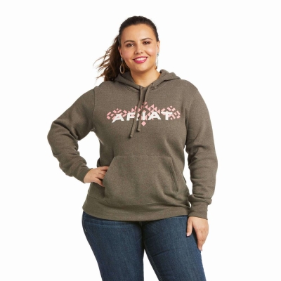 Brown Ariat REAL Arm Logo Women's Hoodies | GCLH86274