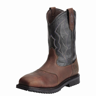 Brown Ariat RigTek Wide Square Toe Waterproof Composite Toe Men's Waterproof Boots | AJKU09421