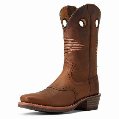 Brown Ariat Roughstock Patriot Men's Western Boots | HDSE86152