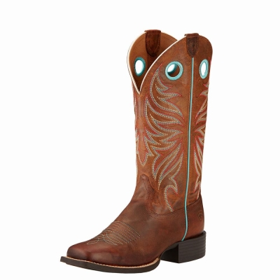 Brown Ariat Round Up Ryder Women's Western Boots | INJD68702