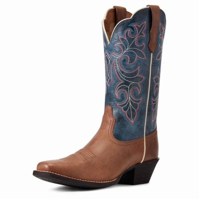 Brown Ariat Round Up Square Toe Women's Western Boots | MFUA74835