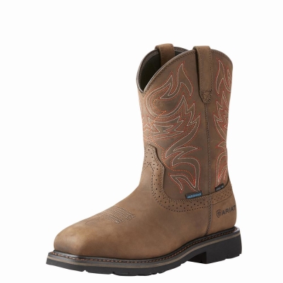 Brown Ariat Sierra Delta Waterproof Steel Toe Men's Waterproof Boots | TXJZ91584