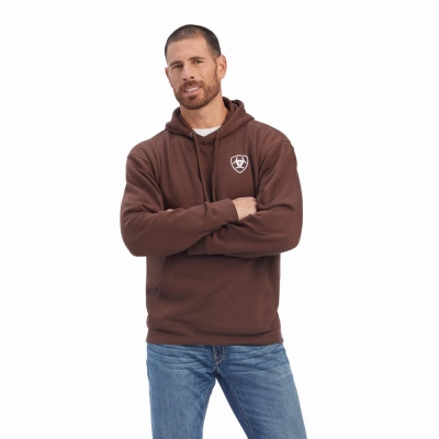 Brown Ariat Southwest Leather Men's Hoodies | ZXBM26059