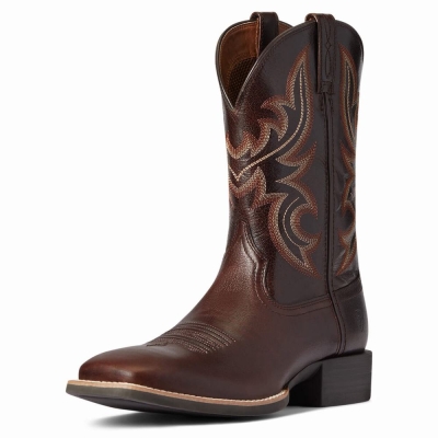 Brown Ariat Sport Cow Country Men's Western Boots | USWB03628