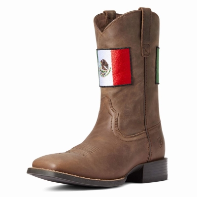 Brown Ariat Sport Orgullo Mexicano II Men's Western Boots | JYTW79451