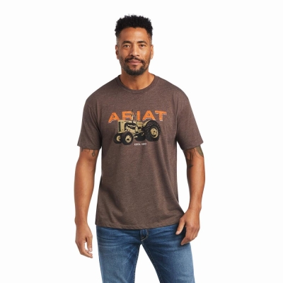 Brown Ariat Tractor Men's Polo Shirts | AHPB09382