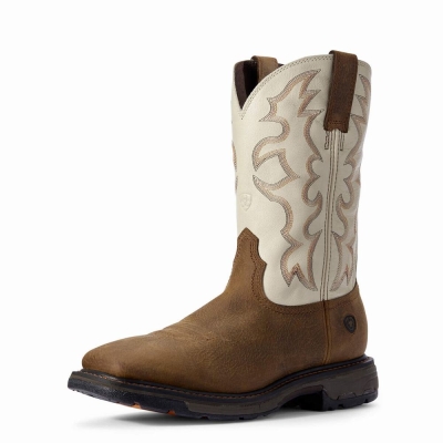 Brown Ariat WorkHog Men's Work Boots | NXKY21607