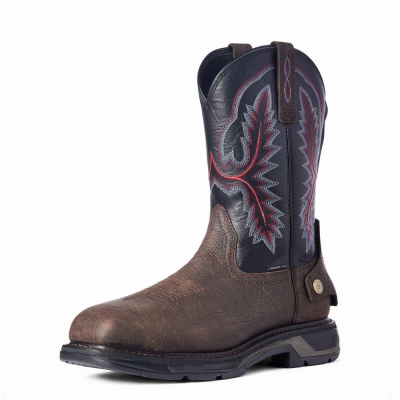 Brown Ariat WorkHog XT EZ Zip Carbon Toe Men's Work Boots | LBJF56328