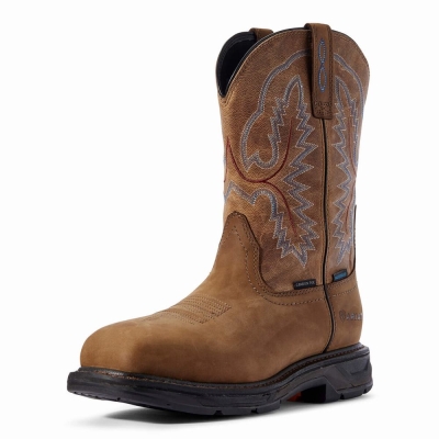 Brown Ariat WorkHog XT Waterproof Carbon Toe Men's Waterproof Boots | VDQI10694