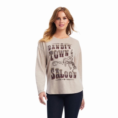 Brown Beige Ariat Saloon Women's Tops | OEGU63057