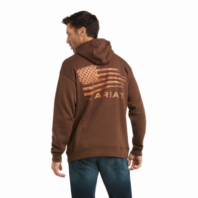 Brown Brown Ariat Patriot 2.0 Men's Hoodies | DWUA73419