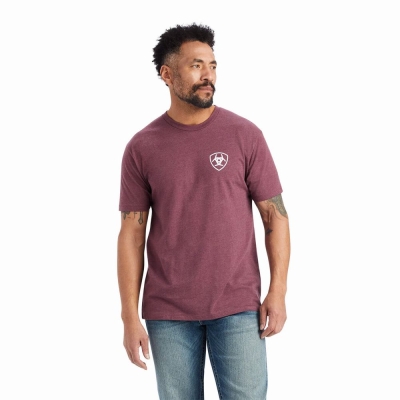 Burgundy Ariat Minimalist Men's Polo Shirts | LKEB48609