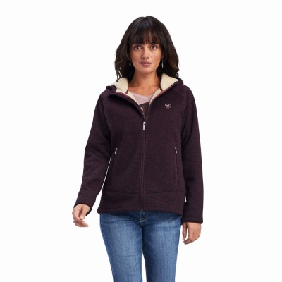 Burgundy Ariat REAL McCall Full Zip Women's Sweaters | HTJP54279