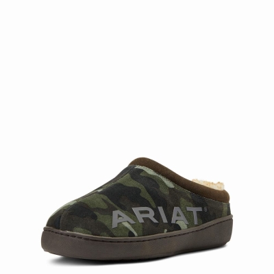 Camo Ariat Logo Back Men's Slippers | VAER07615